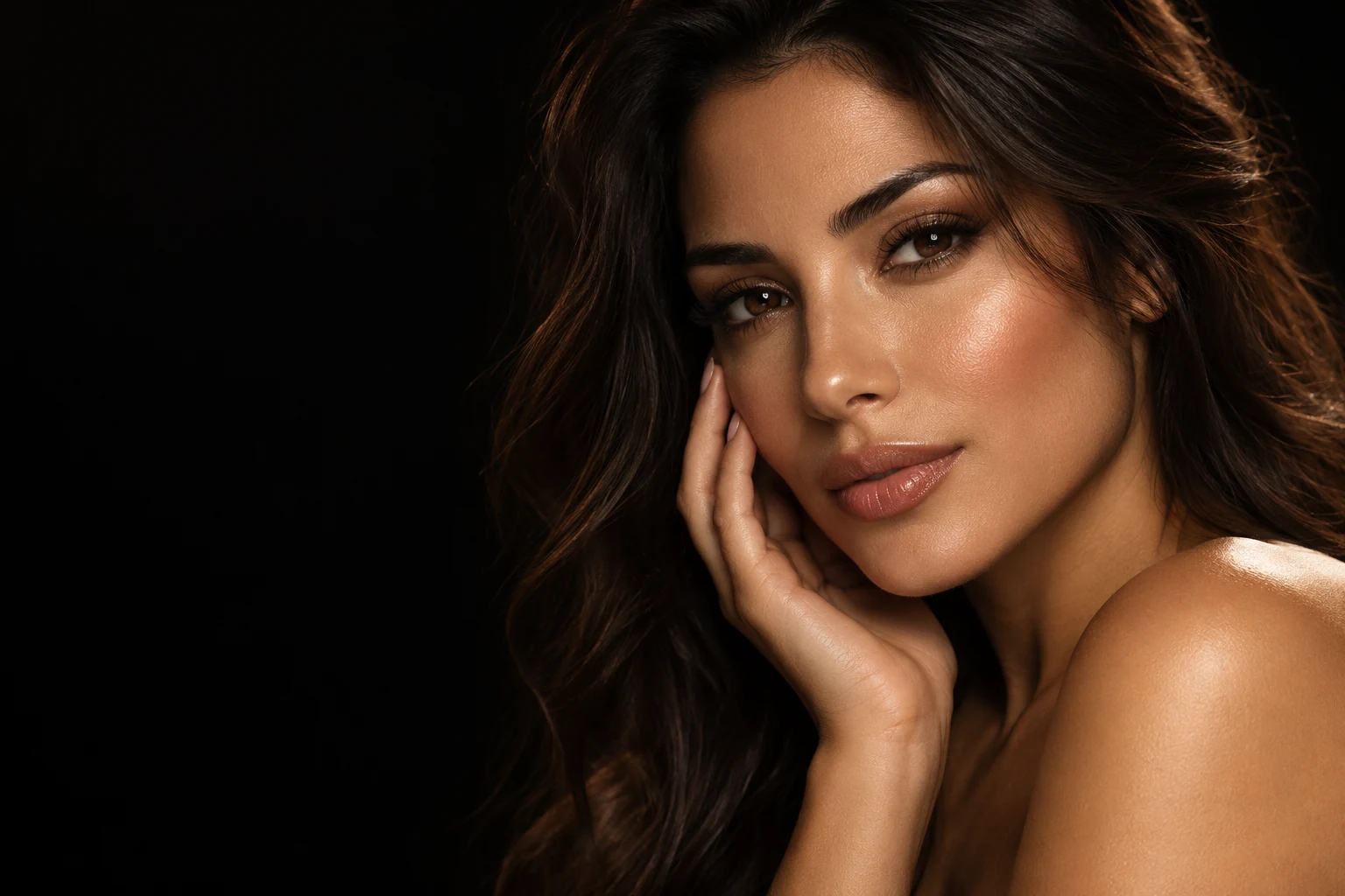 Retrato editorial de belleza y maquillaje